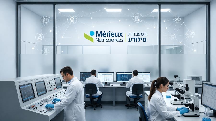 צוות מעבדה עם ציוד ניתוח וחיישנים במעבדת מריה נוטריסיינס
